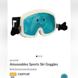 Jellycat Black and White Ski Goggles